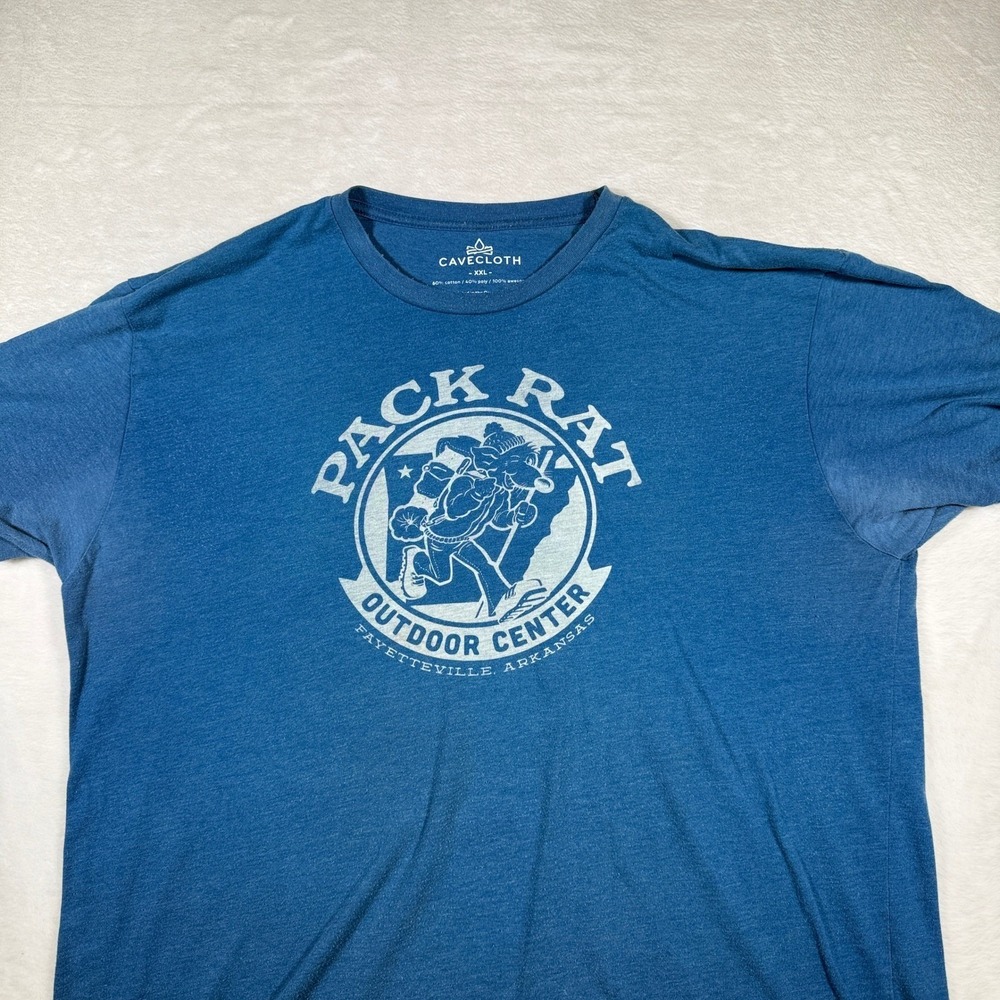 CaveCloth Pack Rat Outdoor Center Fayetteville Arkansas Graphic T Shirt XXL Blue - Picture 4 of 7